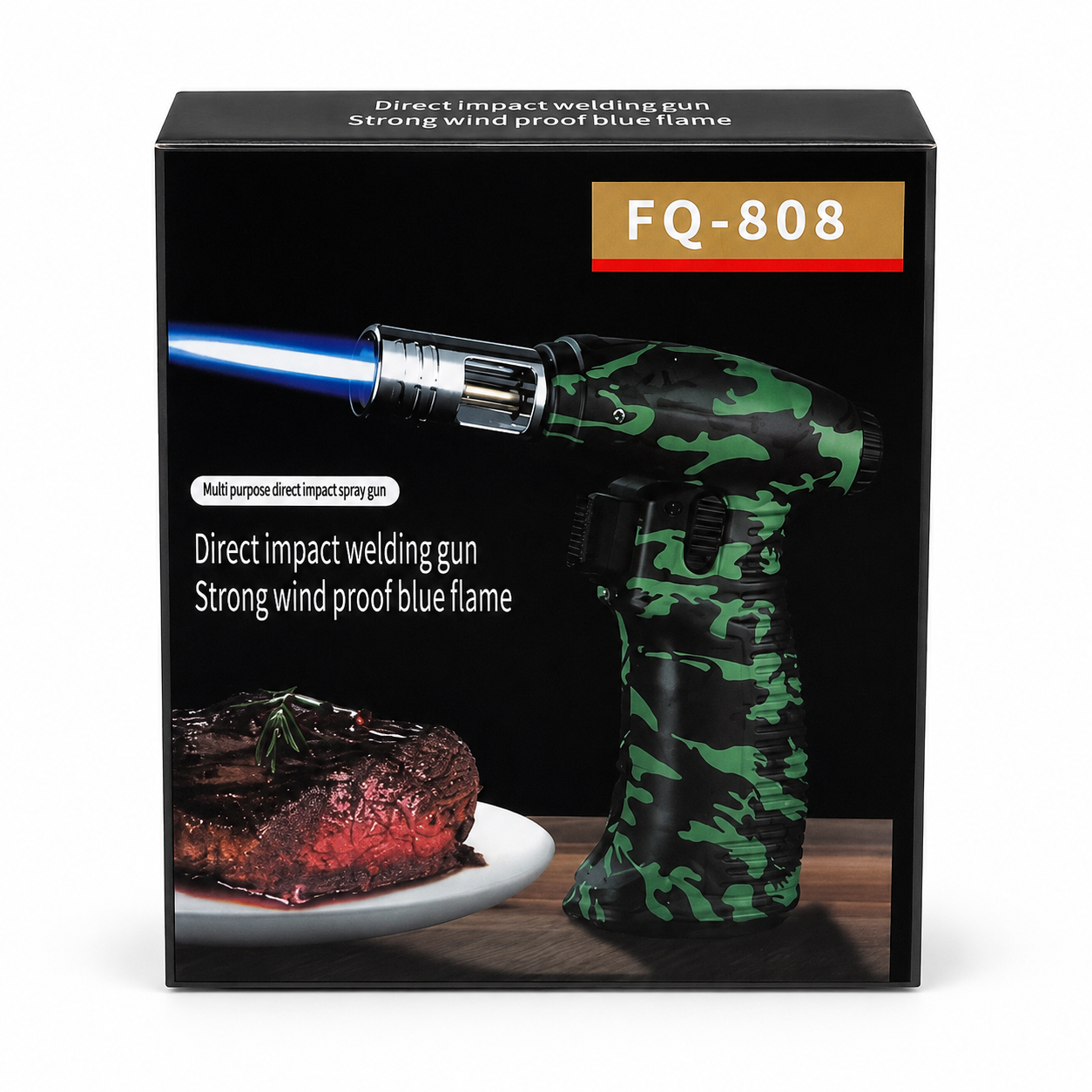 فندک تورچ گازی FQ-808 | مشعل شعله آبی ضد باد کمپینگ و آشپزی