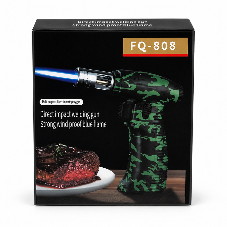 فندک تورچ گازی FQ-808 | مشعل شعله آبی ضد باد کمپینگ و آشپزی