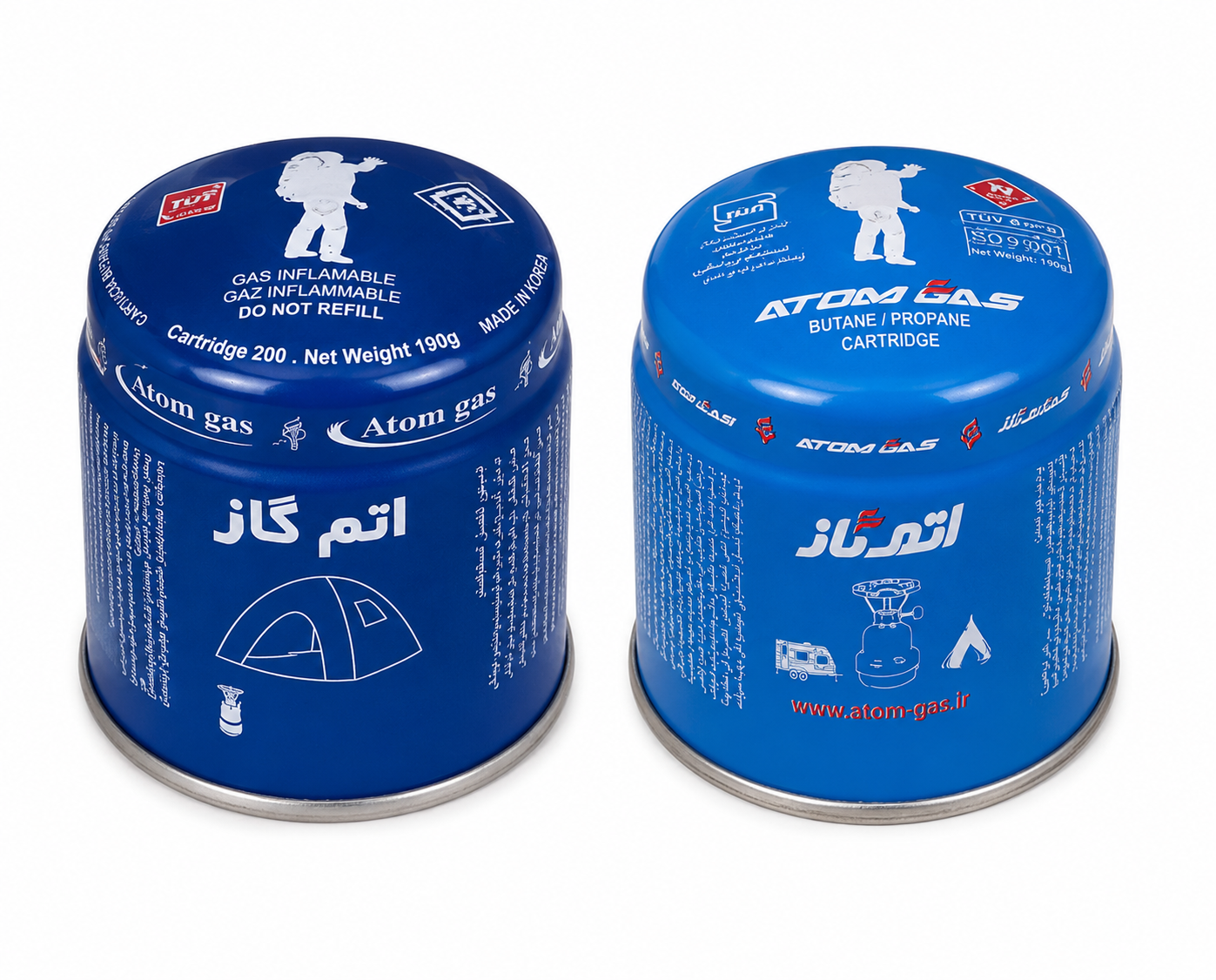 کپسول گاز اتم گاز Atom Gas مدل بوتان پروپان 190 گرمی مخصوص اجاق سفری و کمپینگ