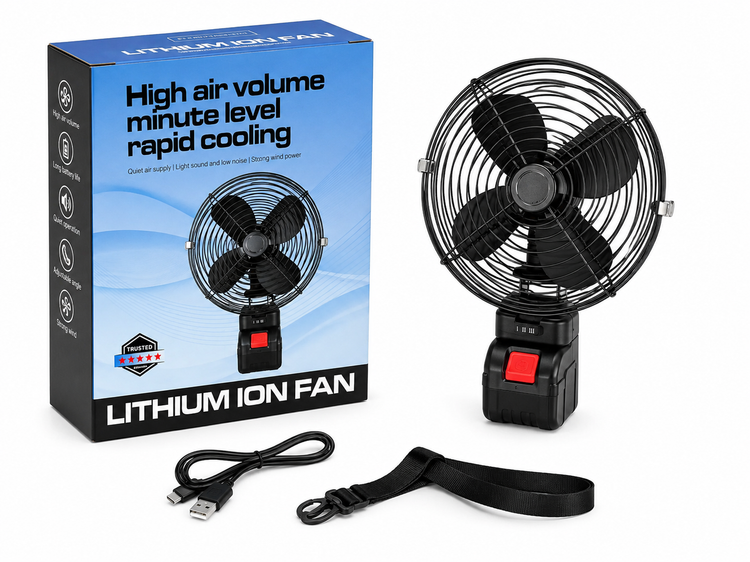 پنکه شارژی قابل حمل لیتیومی مدل Lithium Ion Fan مناسب کمپینگ، سفر و فضای باز