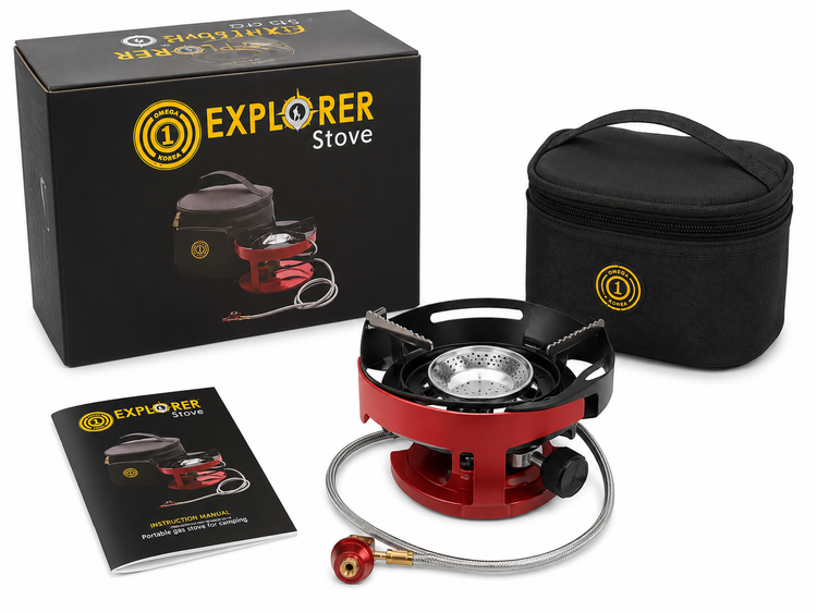 اجاق سفری گازی اکسپلورر مدل Explorer Stove شلنگدار مناسب کمپینگ و کوهنوردی
