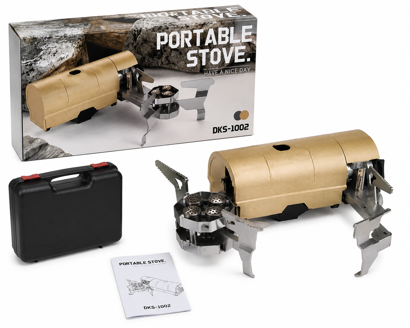 اجاق سفری کوهنوردی DKS-1002 مدل Portable Stove تاشو با کیف حمل مناسب کمپینگ و طبیعت‌گردی