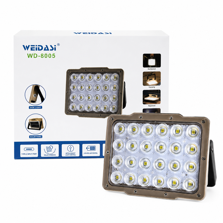 پروژکتور خورشیدی شارژی ویداسی مدل WD-8005 مناسب کمپینگ و فضای باز